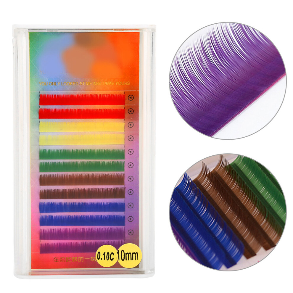 Rainbow Colorful False Eyelash Extension Gradient Color Fake Eye Lashes Individual 10mm