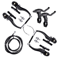 Complete Bike Brake Set Front & Rear, MTB V Brake Kit with Alloy Brake Levers, Inner & Outer Cables for MTB, BMX and Hybrid Bikes