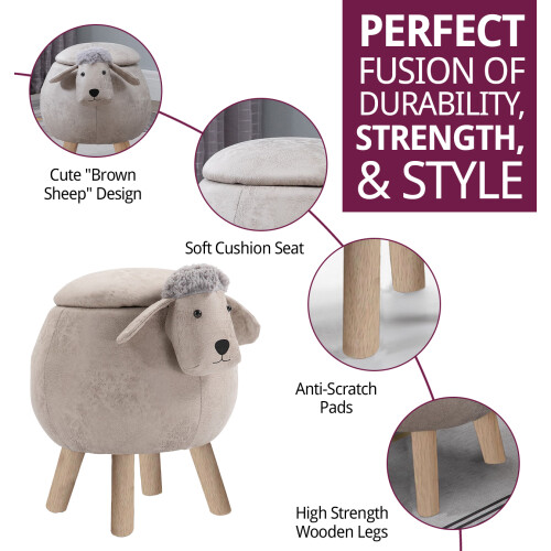 Hallowood Furniture Sheep Round Storage Stool (Grey) 1