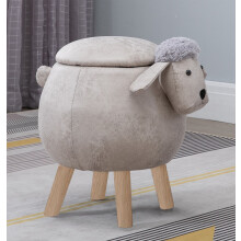 Hallowood Furniture Sheep Round Storage Stool (Grey)