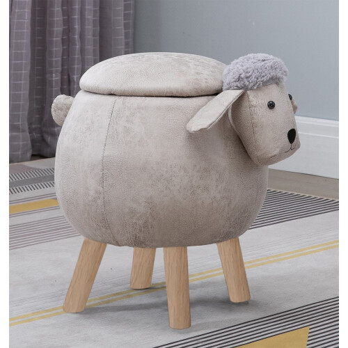 Hallowood Furniture Sheep Round Storage Stool (Grey)