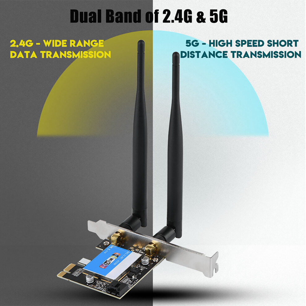 Pcie Network Card 433Mbps Dual Band 2.4G 5G For Bluetooth 4.0 For Bluetooth Network Card For Desktop 3301324267160