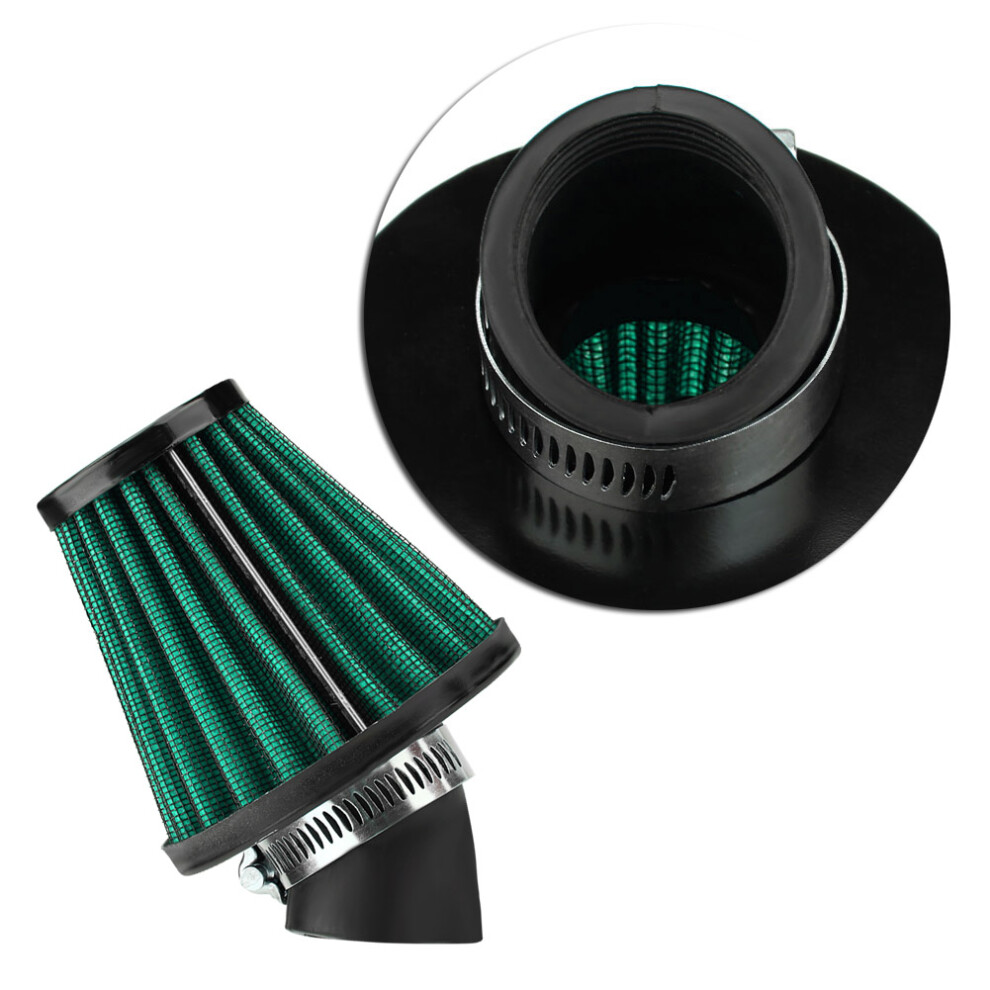 45 Degree Bend Motorcycle Air Intake Filter Cleaner Universal 48Mm/1.9Inch Green 4951324267630