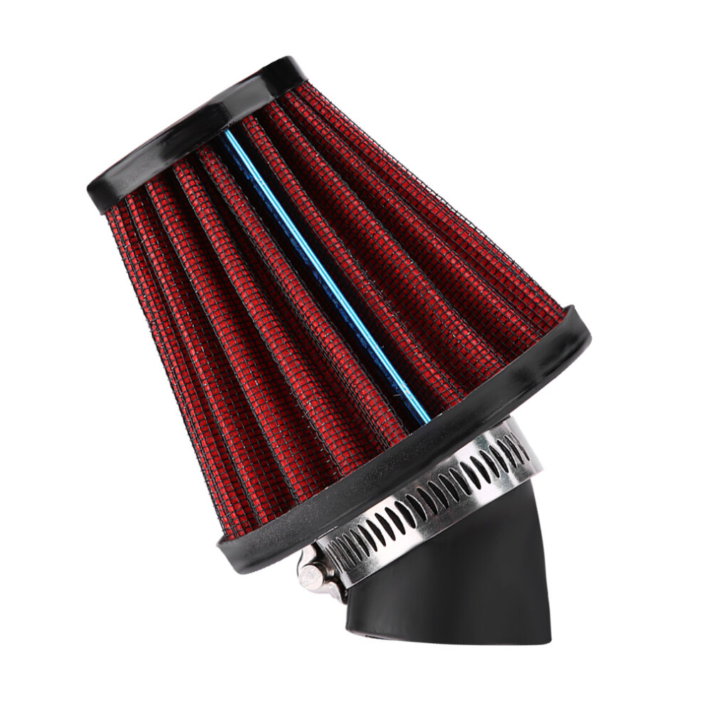 45 Degree Bend Motorcycle Air Intake Filter Cleaner Universal 48Mm/1.9Inch Red 4391324267627