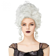 Klassieke 18e-eeuwse barok Marie Antoinette pruik voor dames, volwassen Halloween cosplay accessoires, zilver