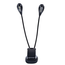 Clip On Music Stand Book Reading Mini Double Adjustable Arms Light LED Lamp (8 Beads)