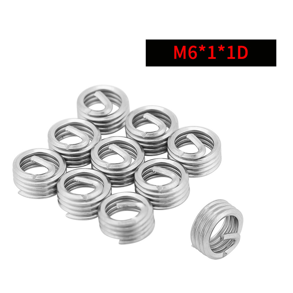 100Pcs Stainless Steel Coiled Wire Helical Screw Thread Inserts M6 X 1.0 X 1D Length 6921324271393