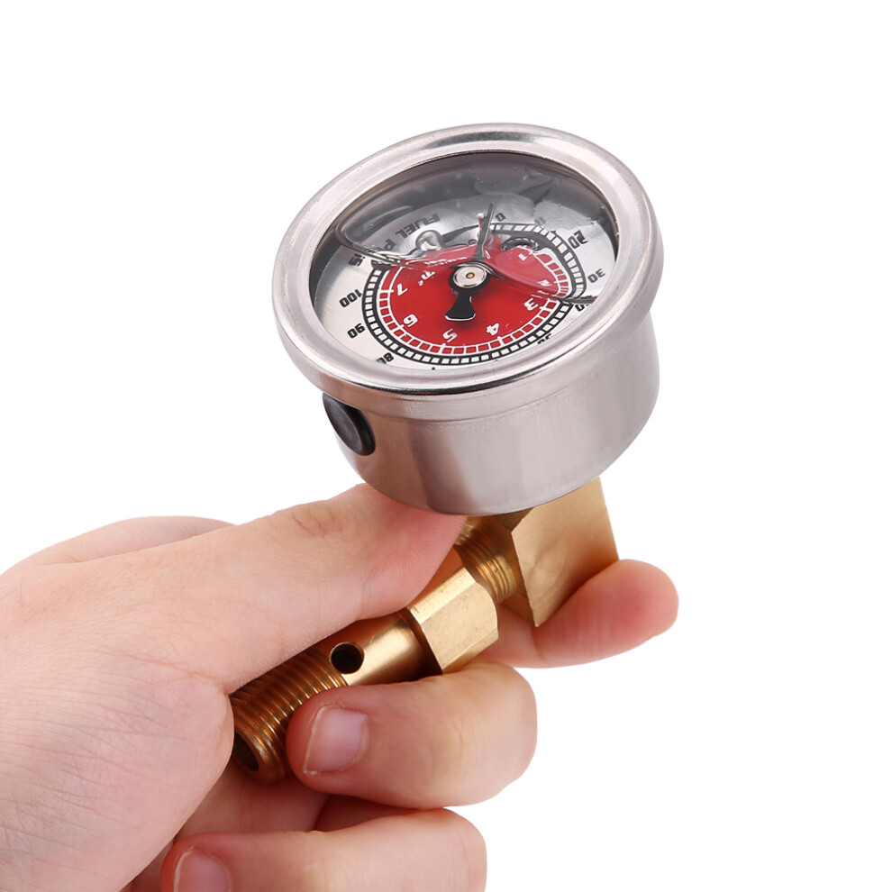 Universal Fuel Pressure Liquid Filled Regulator Gauge Adapter Kit 0-100Psi Red 5051324275532