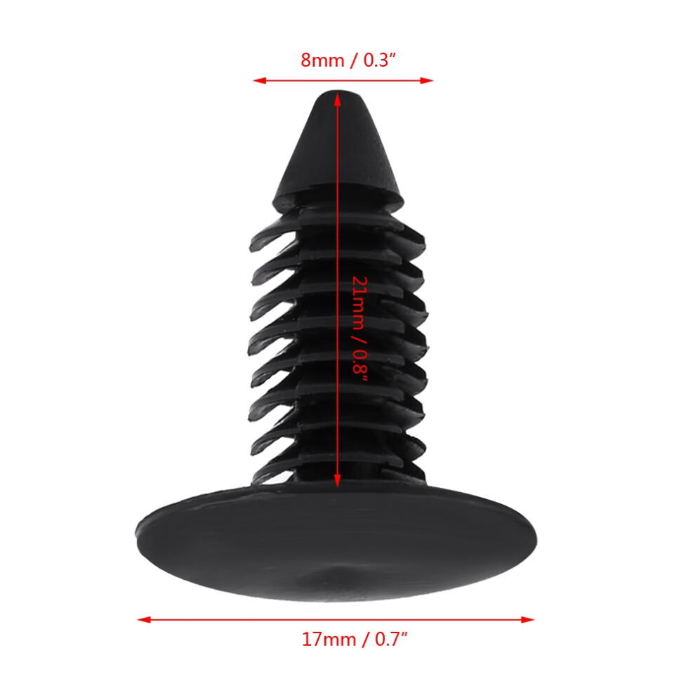 50Pcs Car Bumper Plastic Rivet Fastener Retainer Trim Push Pin Clip Black 8781324275849