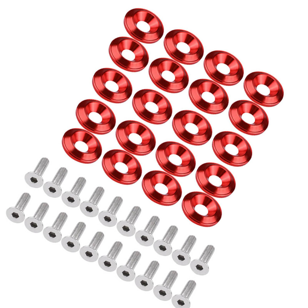 20Pcs Aluminum Bumper/Fender Washer Bolt Engine Bay Dress Up Kit Red 3601324275739