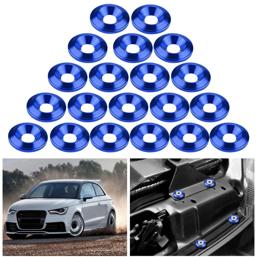 20Pcs Aluminum Bumper/Fender Washer Bolt Engine Bay Dress Up Kit Blue 4231324275744