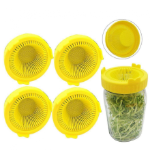 Lot de 4 couvercles de germination en plastique faciles à rincer et à égoutter, compatibles avec les bocaux à large ouverture