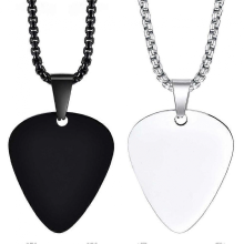 Lot de 2 pendentifs médiators en acier inoxydable pour homme et femme