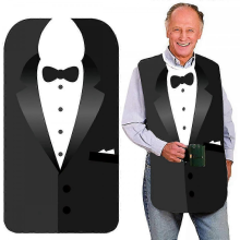 Bavoir adulte, bavoir lavable et réutilisable pour seniors, motif costumes noirs, protection des vêtements pour les repas