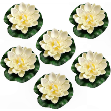 Nénuphars artificiels flottants, lot de 6 fleurs de lotus décoratives en mousse, compatibles avec les fontaines et les étangs