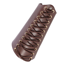 1Pc Archery Arm Guard Bracer Hunting Shooting Lace up Leather Armguard (Brown)
