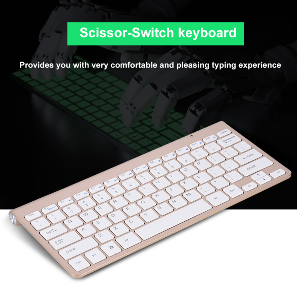 Slim 2.4Ghz Wireless Keyboard And Mouse Kit For Desktop Laptop Gold 7661324278891