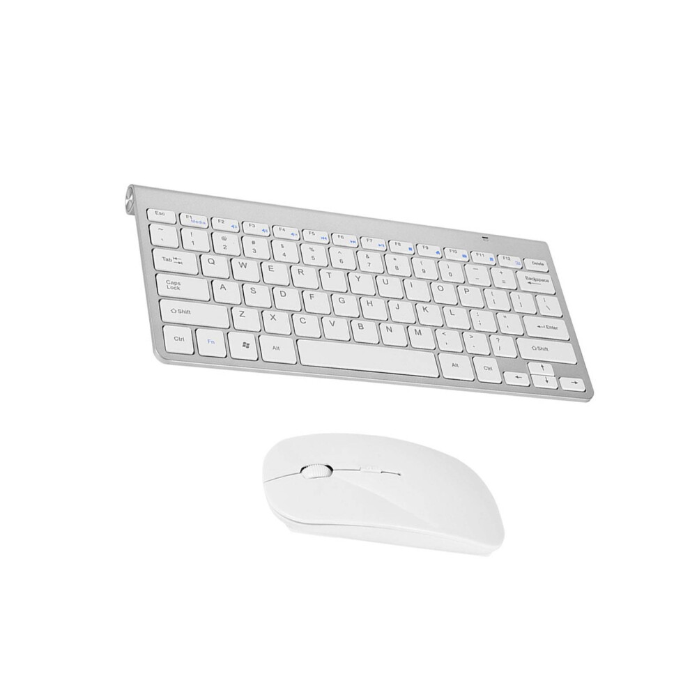 Slim 2.4Ghz Wireless Keyboard And Mouse Kit For Desktop Laptop Silver 7661324278884