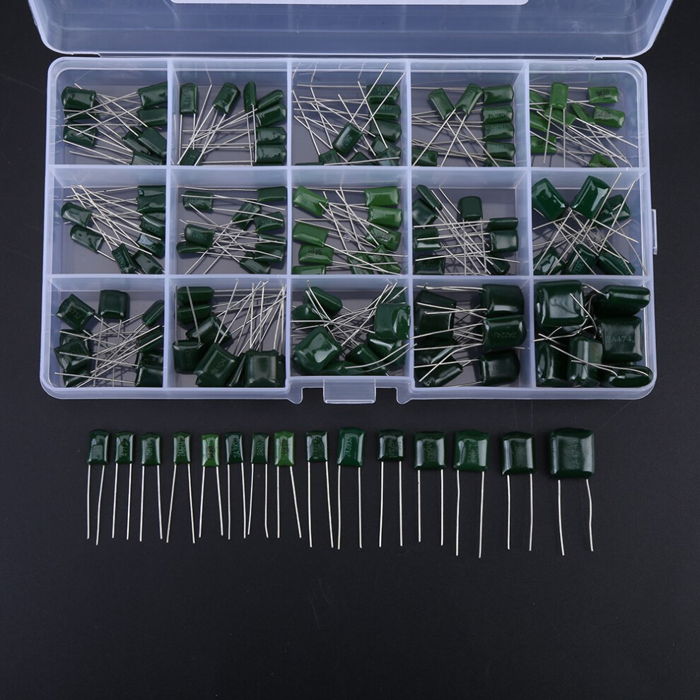150Pcs 100V 15 Value 0.33Nf-470Nf Polyester Film Capacitors Assortment Kit Box 4951324279497