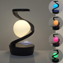 Lampe de bureau LED rotative à 360 avec chargeur sans fil, rechargeable, veilleuse LED multicolore en lévitation