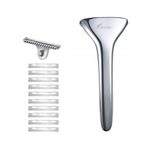 Kit de rasoir manuel à dents argentées, rasoir à l'ancienne, rasoir avancé en alliage de zinc, le meilleur cadeau pour papa (poignée, siège