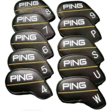 Lot de 10 couvre-fers de golf PING Classic Yellow Line 4-9 + PWUS, fermeture magnétique