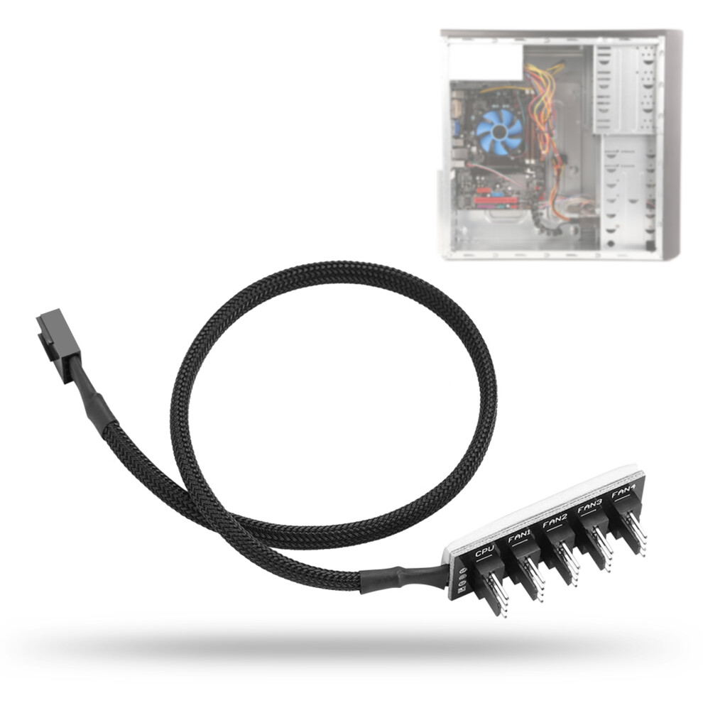 5-Port Pc 4-Pin Pwm Cpu Cooling Fan Splitter Hub Adapter Braided Cable 1 Female To 5 Male 4621324280389