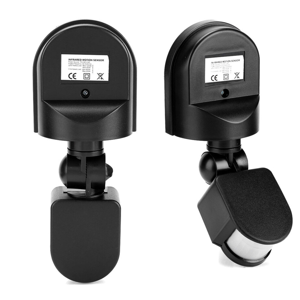 240V Adjustable Pir Body Motion Infrared Sensor Detector Bulb Switch (Black) Light/Black