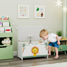 (Green) AIYAPLAY Toy Box with Lid, Safety Hinges for Kids, Nursery, Bedroom