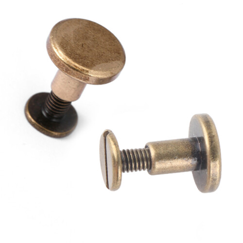 20pcs Flat Head Copper Brass Screws Nuts Nails Rivets Leather Cap Accessory (8mm) 2