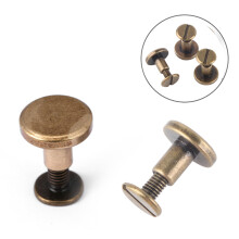 20pcs Flat Head Copper Brass Screws Nuts Nails Rivets Leather Cap Accessory (8mm)