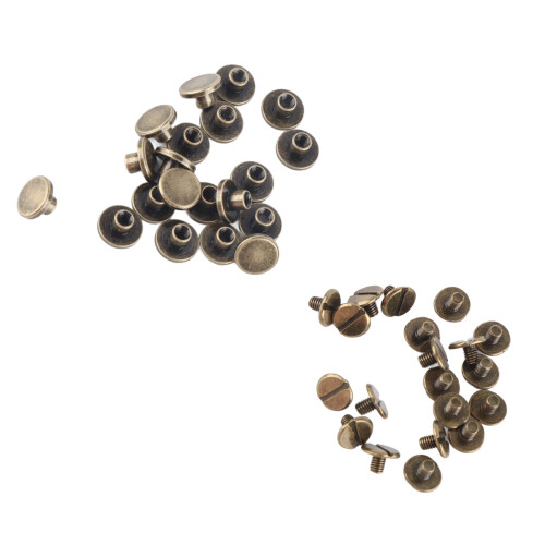 20pcs Flat Head Copper Brass Screws Nuts Nails Rivets Leather Cap Accessory (5mm) 2