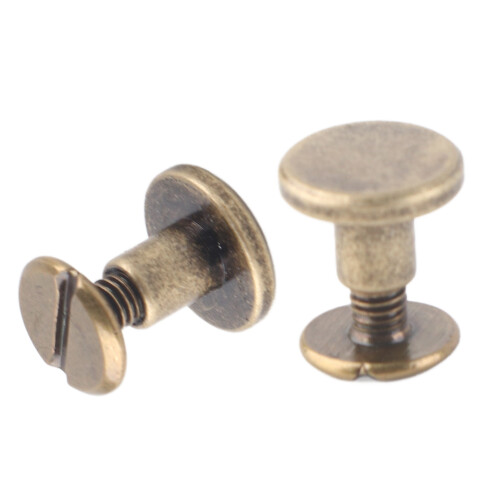 20pcs Flat Head Copper Brass Screws Nuts Nails Rivets Leather Cap Accessory (6.5mm) 2