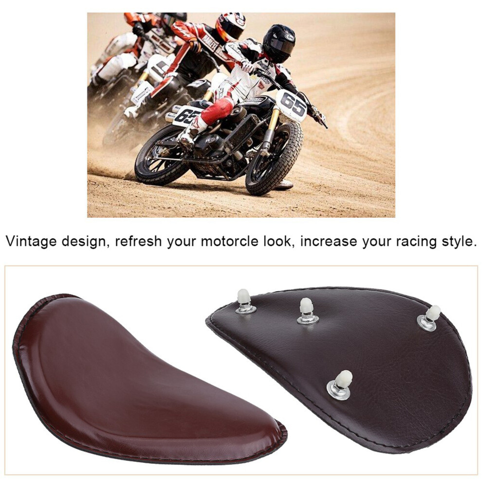 3 Inch Motorcycle Leather Solo Seat W/ Mount Spring Bracket For Chopper Bobber Custom 5021324284919