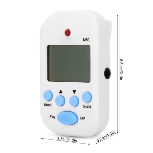 Mini Digital Beat Tap M50 Tempo Metronome Clip Musical Instruments (White) 1