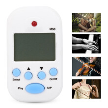 Mini Digital Beat Tap M50 Tempo Metronome Clip Musical Instruments (White)