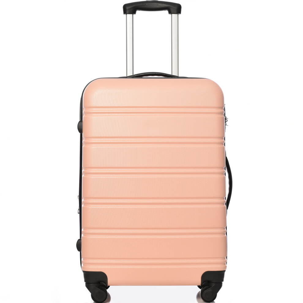 ABS Hard shell Travel Trolley Suitcase 4 wheel Luggage set Hand Luggage,24",(Pink)-image-OPC-PHWHGKY-NEW