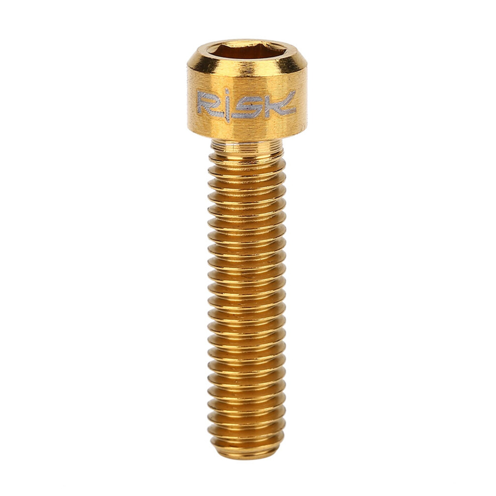 Risk 2Pcs Ti Alloy M6 X 25Mm Screw For Mountain Cycle Disc Brake Caliper (Gold) 4611324286221