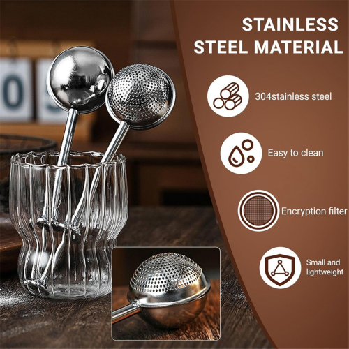 2 PCS Kitchen Tools Stainless Steel Tea Strainer Flour Duster 2