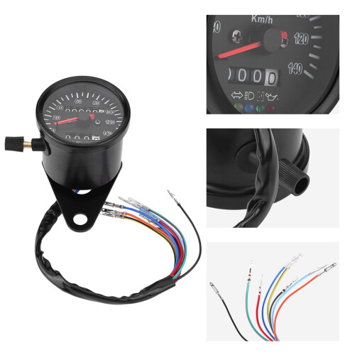 60mm Black Motorcycle Odometer Speedometer Gauge with indicator