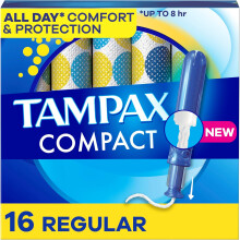 Tampax Compact Pearl Tampons, with LeakGuard Braid