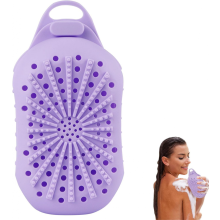 Silikoninen saippuasäästöpussi, nopeasti kuivuva ja homeeton muotoilu, erilainen karheus molemmilla puolilla, kuoriva luffapussi (violetti)