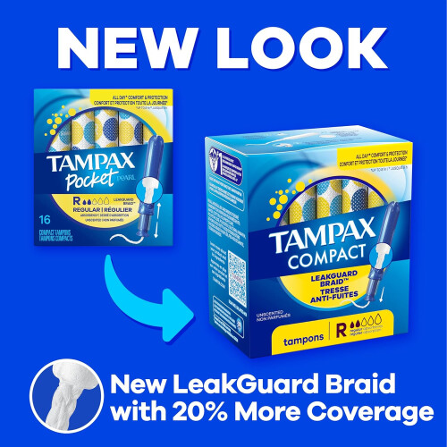 Tampax Compact Pearl Tampons, with LeakGuard Braid 1