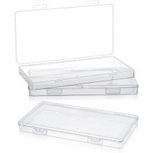 3Pack Mini Plastic Clear Storage Containers Box,Small Rectangle Empty