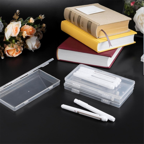 3Pack Mini Plastic Clear Storage Containers Box,Small Rectangle Empty 2