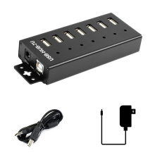 Przemysłowy HUB USB 7-kanałowy, porty USB 2.0, adapter rozszerzający HUB, wtyczka brytyjska