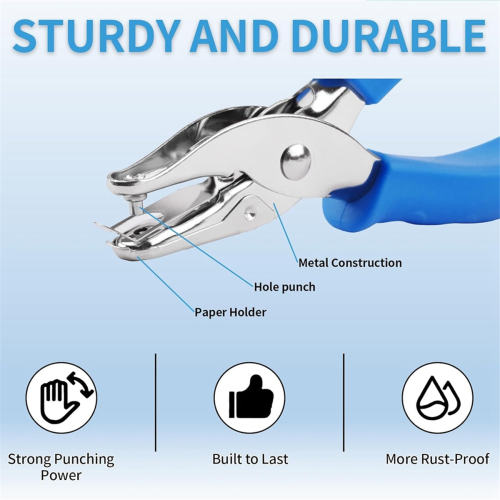 2 Pcs Single Hole Punch,1/4in Hand Hole Puncher with Soft Grip Handle 2