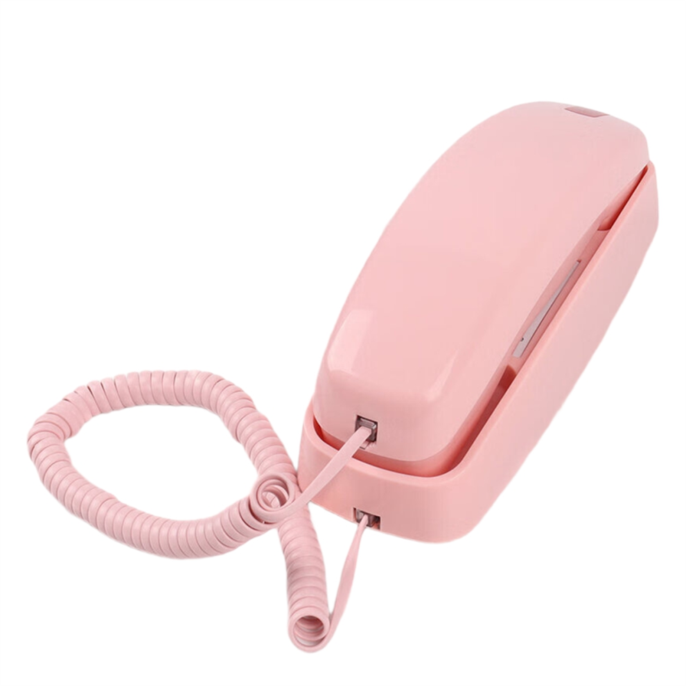Corded Landline Phone - Wall/Desk Mountable, Battery-Free, Last Number Redial, Adjustable Ringer & Handset Volume, Ideal For Home Or Hotel Pink