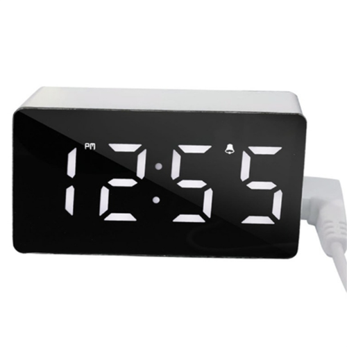 Digital Clock TEMP Date 3 Alarms Power-Off Memory Table Clock White