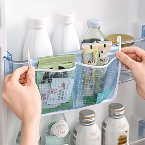 4PCS Refrigerator Door Organizer Set, Fridge Hanging Mesh Bag 1